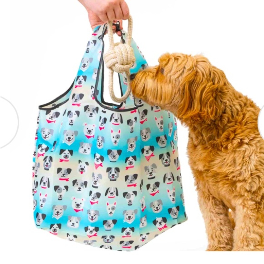 DOGGIE OMBRÉ SHOPPING/TRAVEL SHOULDER BAG. FOLDABLE GROCERY TOTE